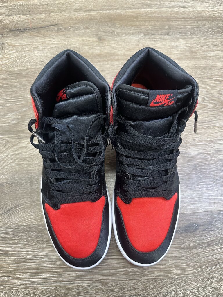 New Jordan 1 High Satin Black Toe Size 12w(10.5)