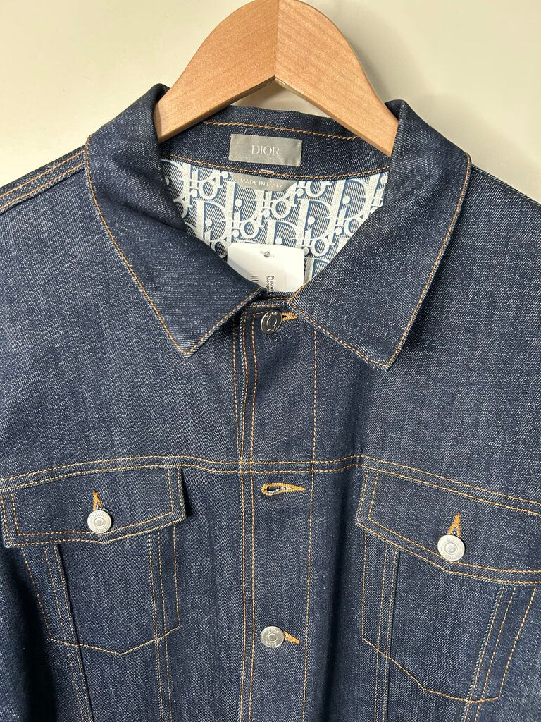 Preowned Dior Raw Denim Monogramed Jacket