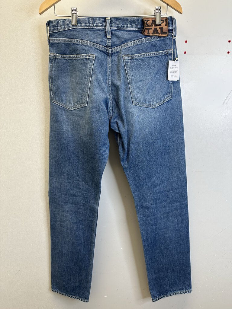 New Kapital Distressed Lightwash Straightleg Denim Jeans size 32