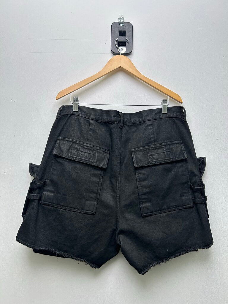 New Rick Owens Cargo Wax Leather Shorts size 34