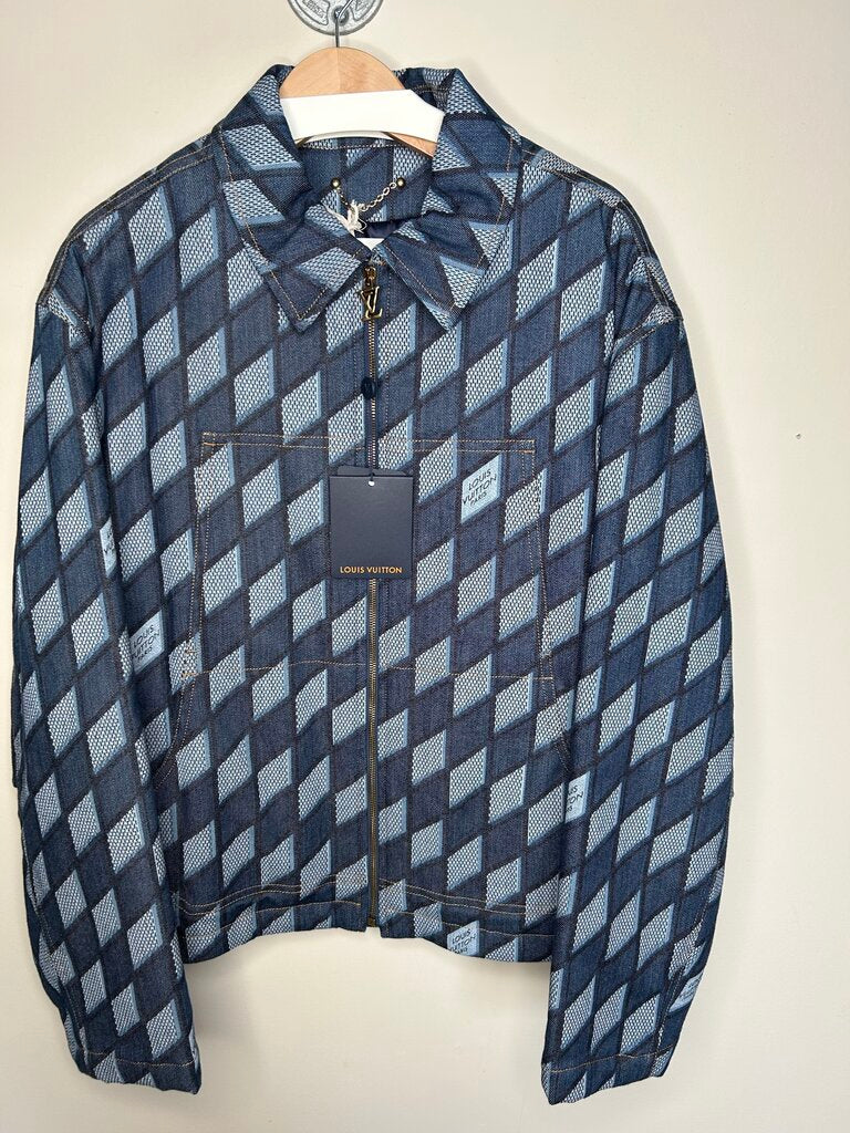 New Louis Vuitton Denim Diamond Print Jacket size