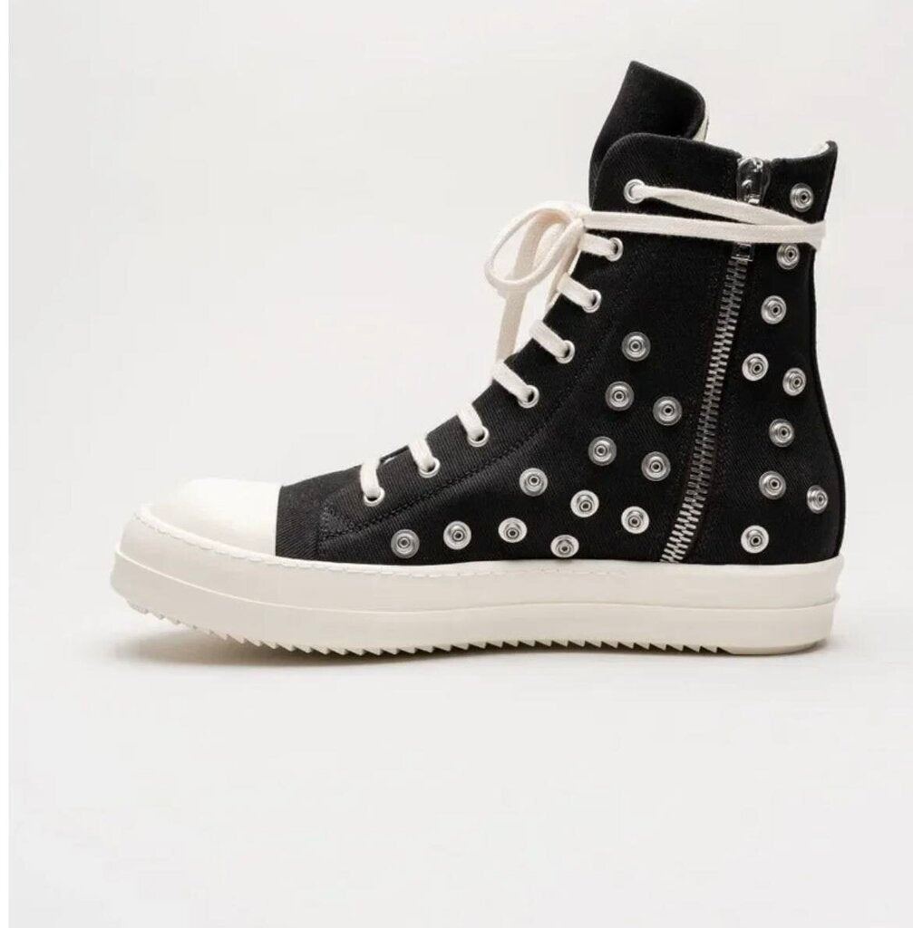New Rick Owens Ramone High Studs Black Size 45