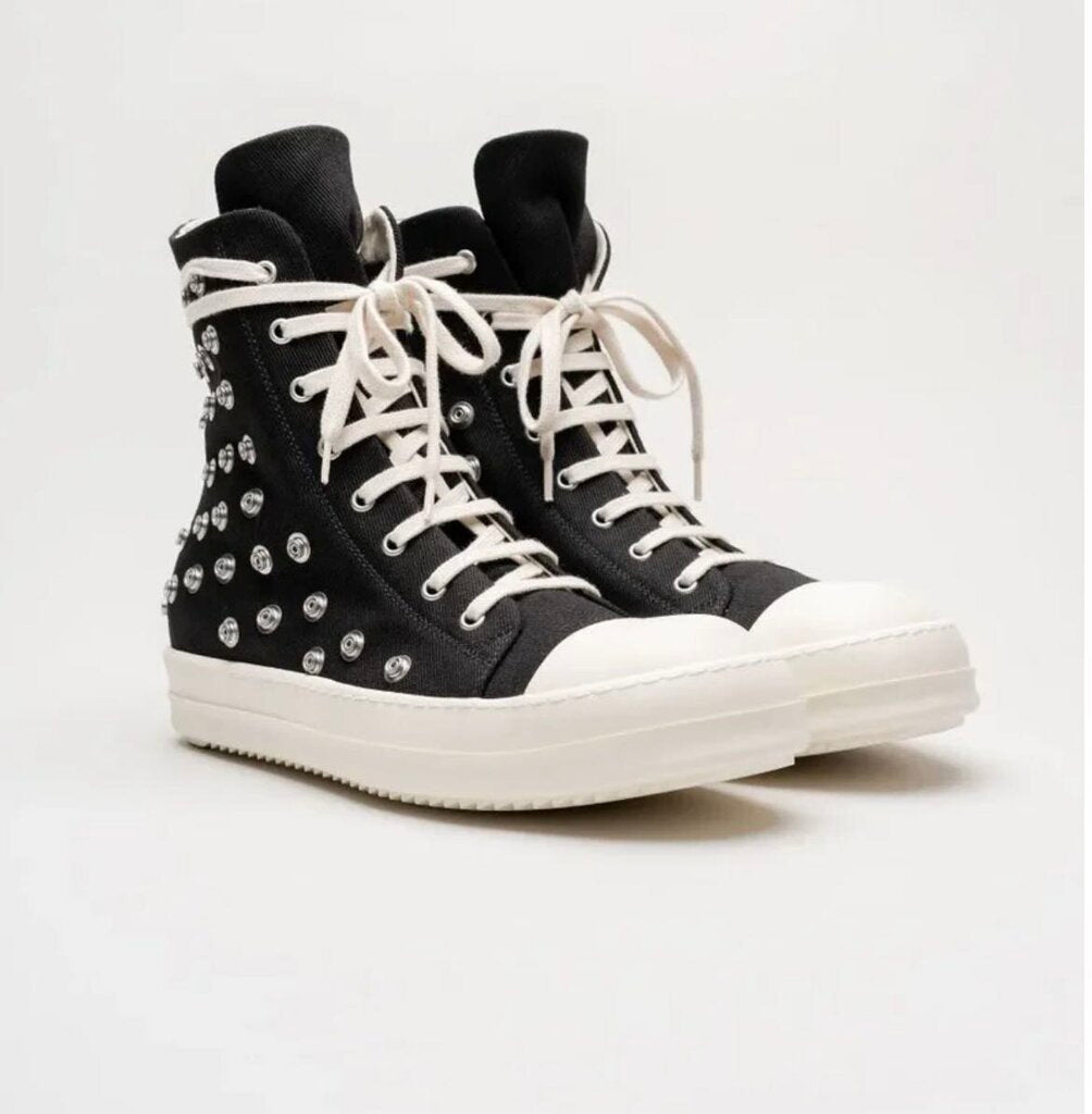 New Rick Owens Ramone High Studs Black Size 45