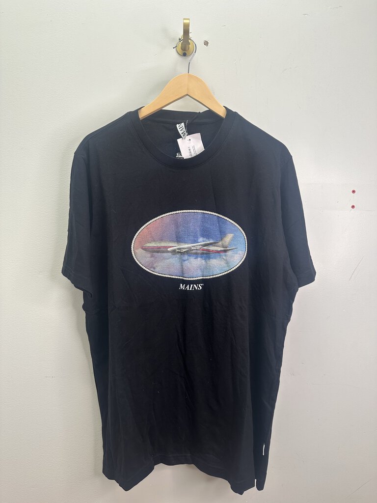 Preowned Mains Black Plane Tee Size XL