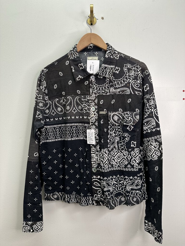 New Kapital Black Paisley Button Up Size 5