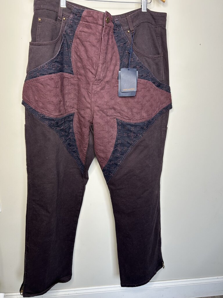 Preowned Louis Vuitton Floral Denim Pants Size 40