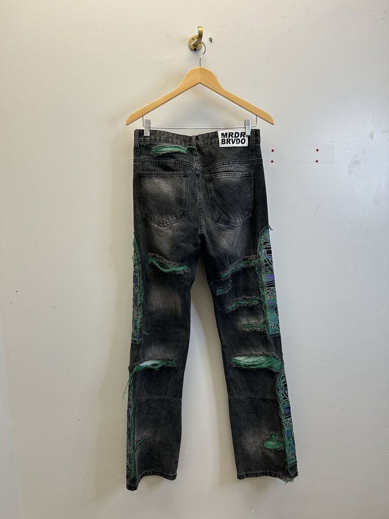 Preowed WDW Black Green Denim Size 28
