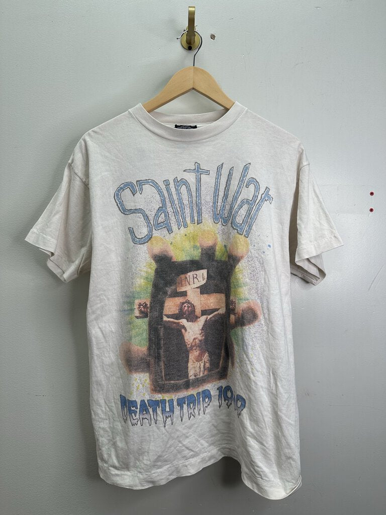 Preowned Saint Michael Cream War tee Size Small