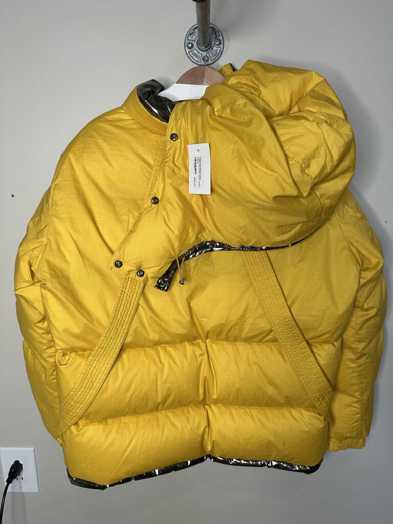 Preowned Moncler Silver Yellow Reversible Puffer Jacket Size 4