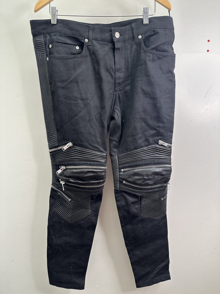 Preowned A YSL Leather Knee Denim sz.34