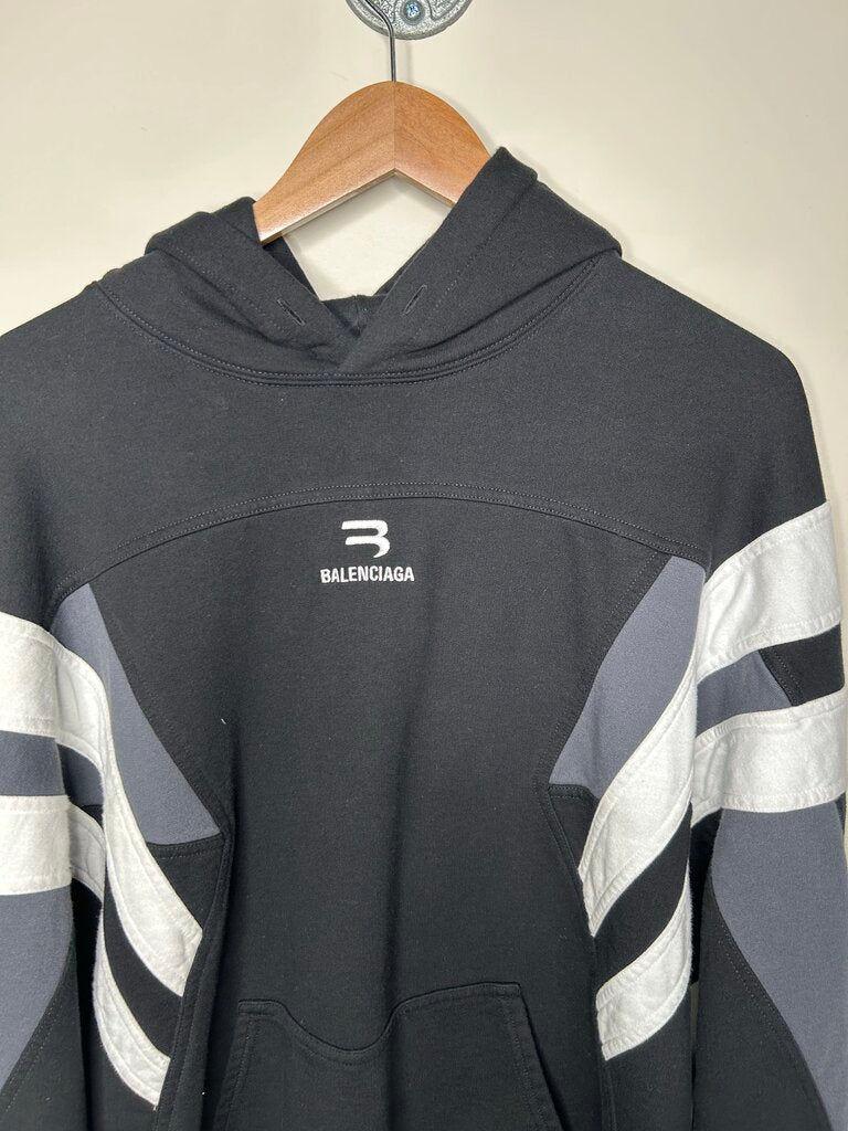 Preowned Balenciaga Grey White Stripe Hoodie sz.2