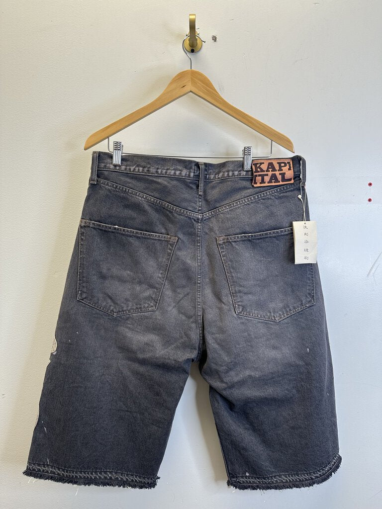 New Kapital Grey Wash Bone Shorts size 38