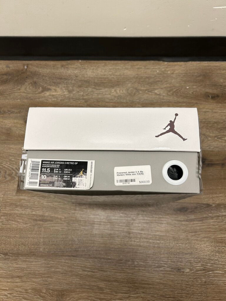 Preowned Jordan 3 A Ma Maniere White size 11.5(10)