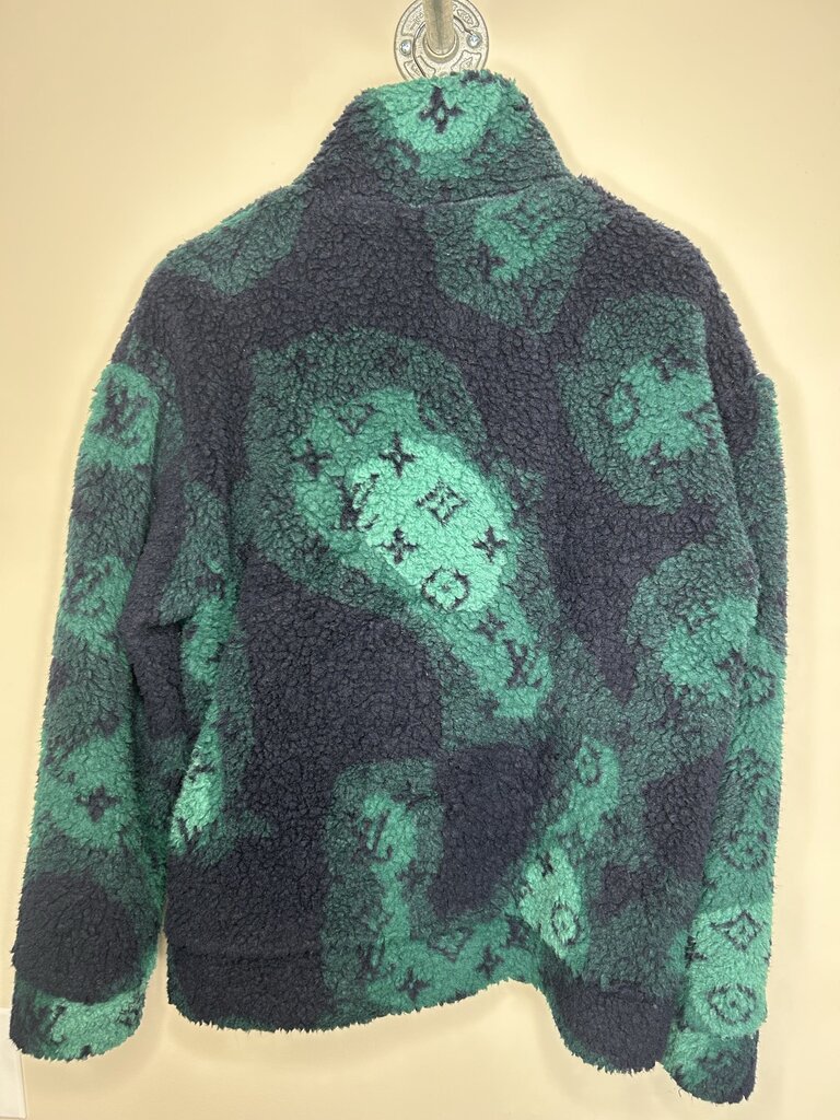 Preowned Louis Vuitton Blue Green Camo Fleece Sz.M