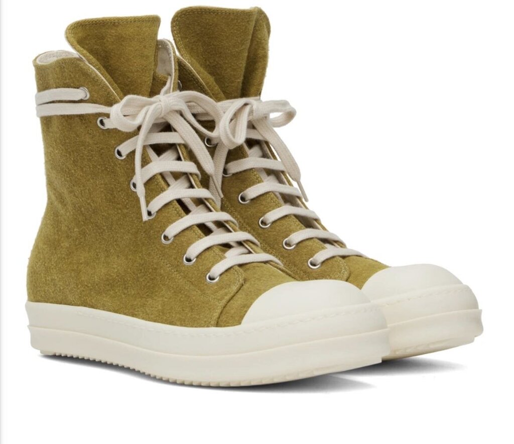 New Rick Owens Ramone High Mustard Suede Size 44