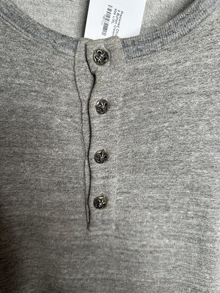 Preowned Chrome Heart Grey 3 Button Crewneck Sample size L/XL