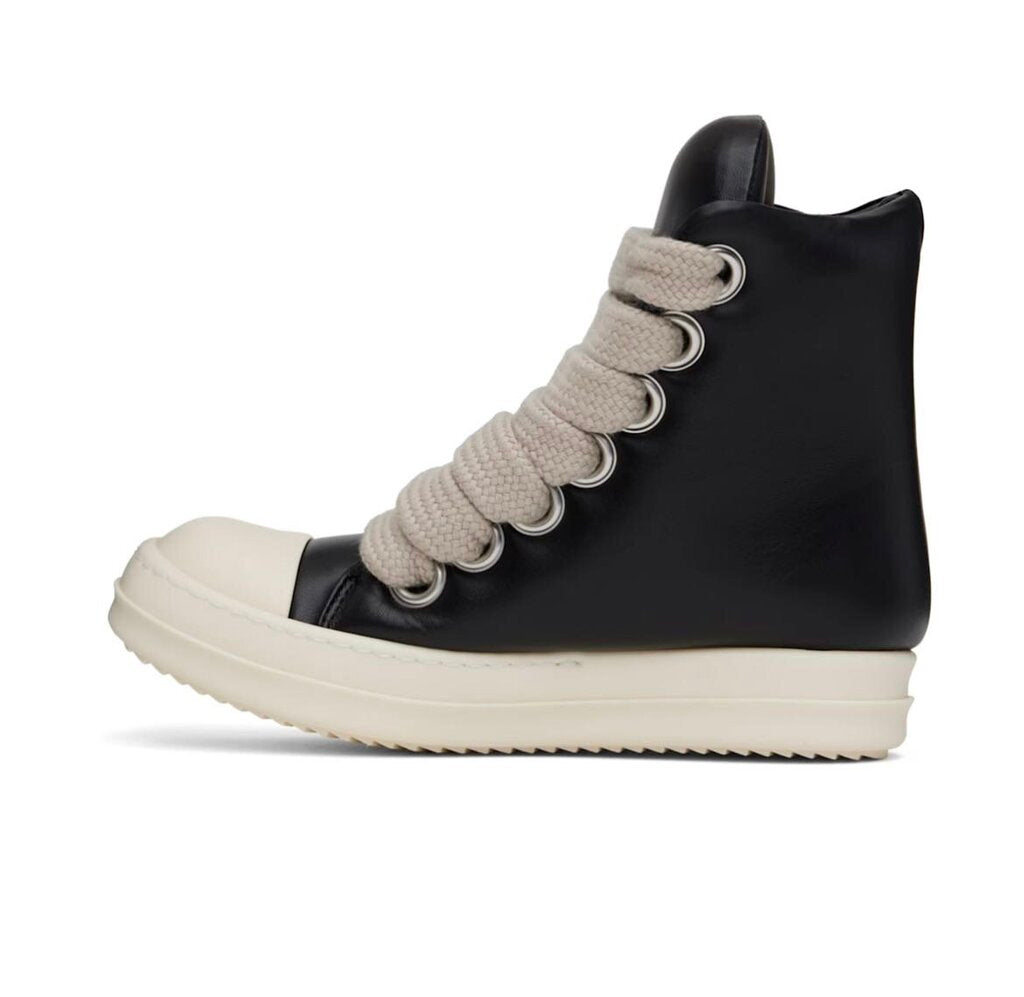 New Rick Owens Ramone High Mainline Jumbo Lace Black Milk Size 38