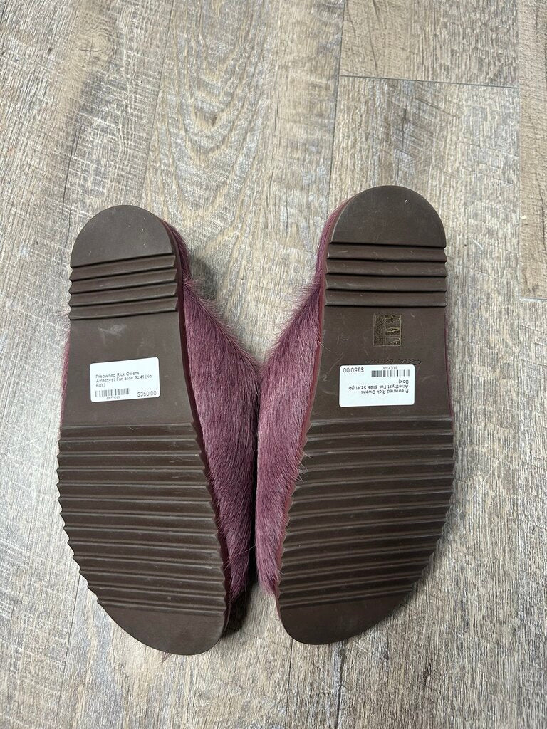 Preowned Rick Owens Amethyst Fur Slide Sz.41 (No Box)
