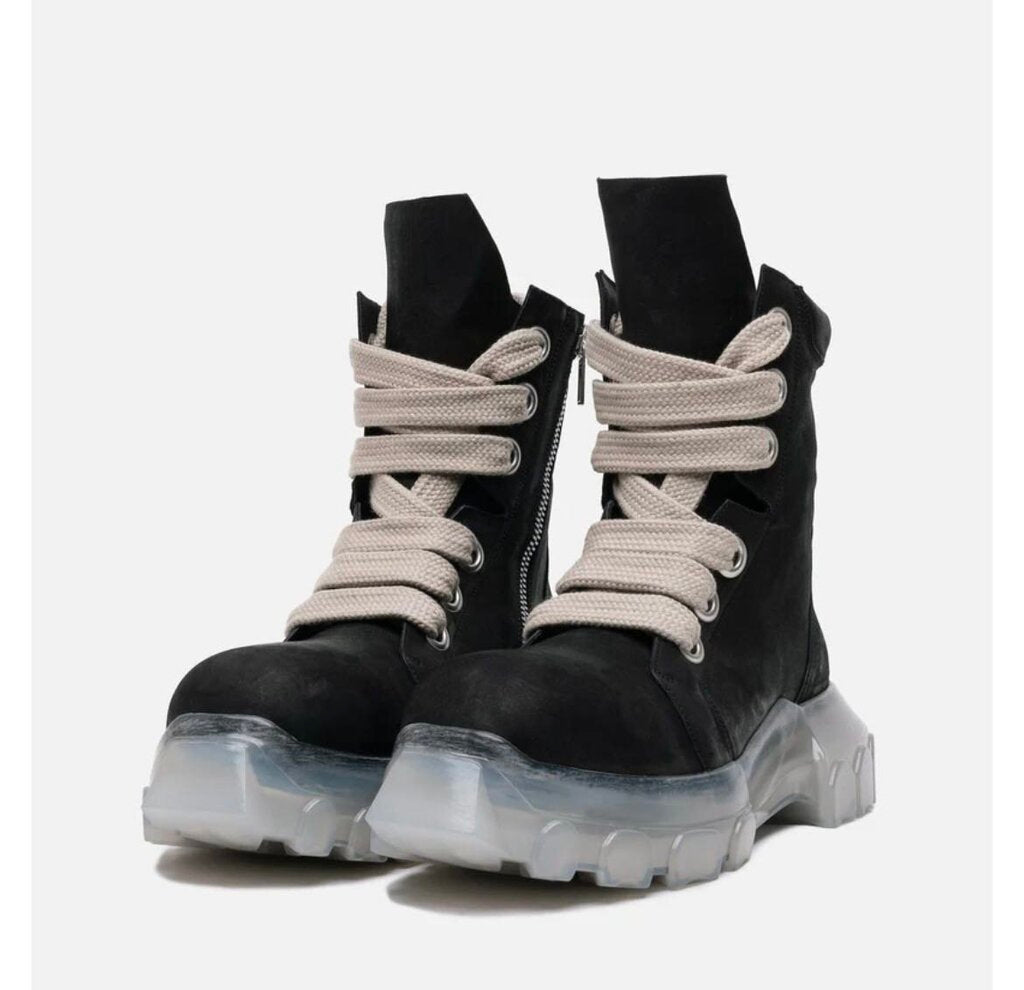 New Rick Owens Black Jumbo Lace Tractor Boots sz.40
