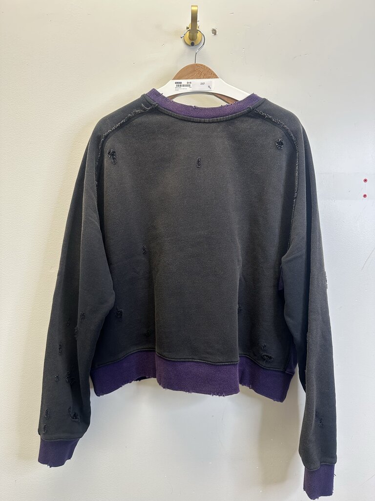 New GV Gallery Black Purple Distressed Crewneck size M
