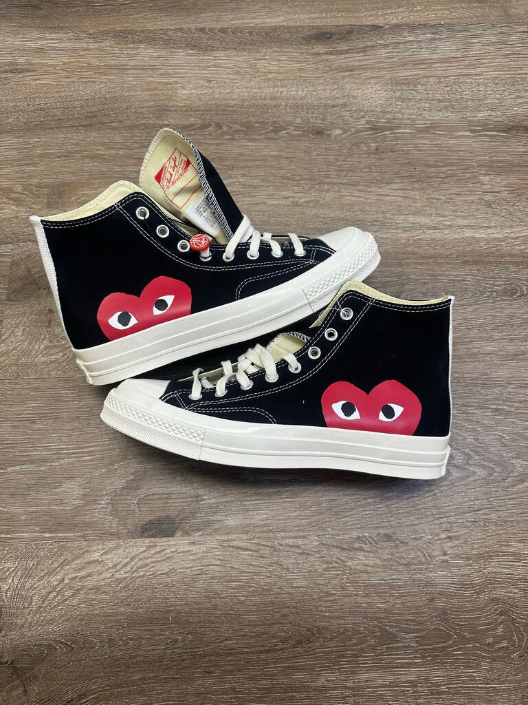 New CDG Black Converse Hi Sz.9