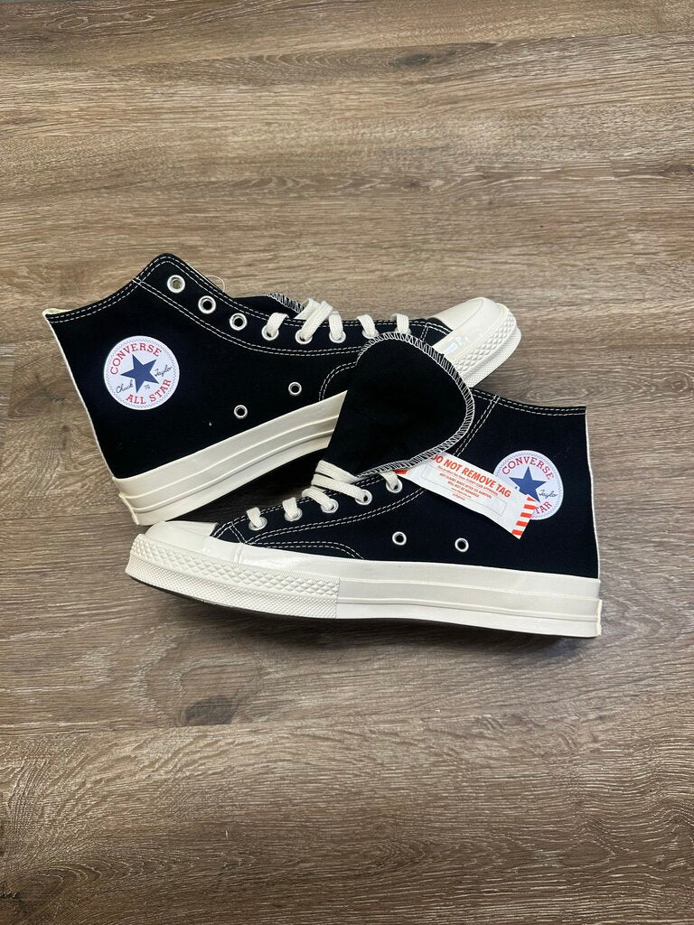 New CDG Black Converse Hi Sz.9