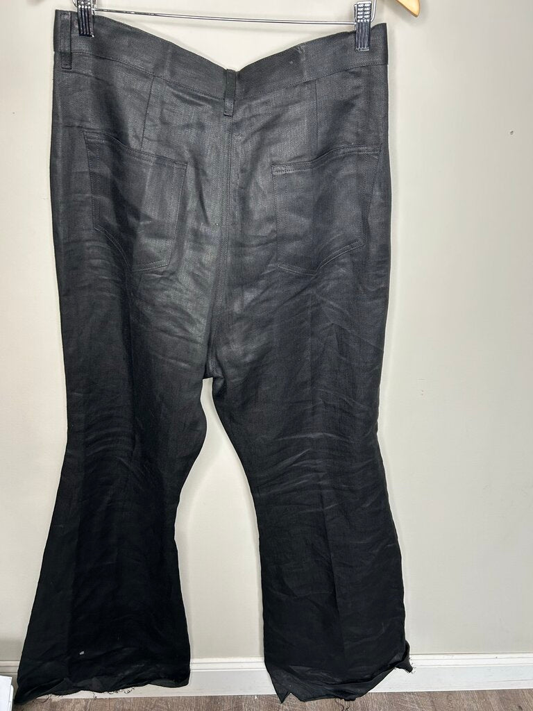 Preowned Rick Owens Twill Boot Cut Zipper Pants Black Sz.32