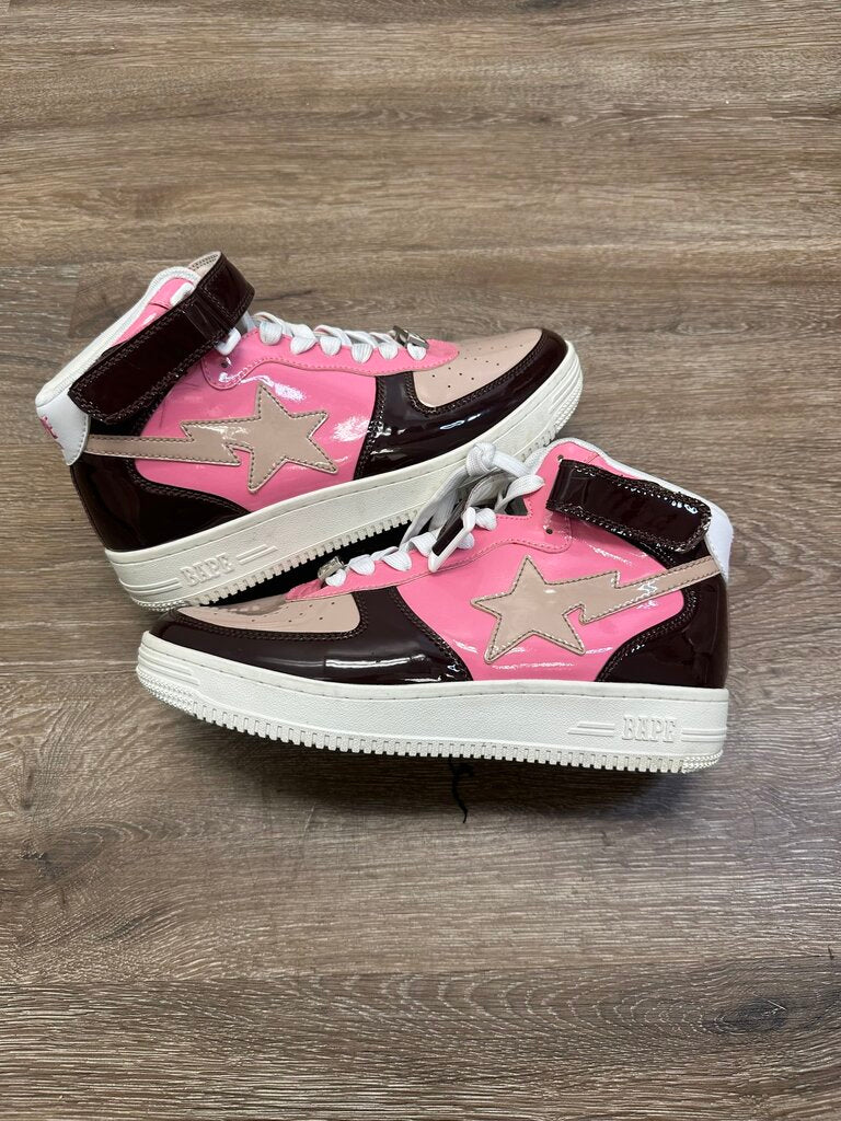 Preowned Bapesta High Pink Tan Size 8 (No Box)