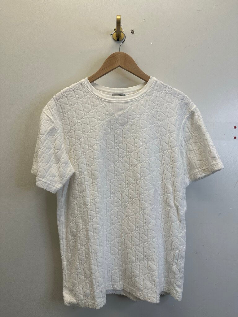Preowned Dior Monogram White Tee Size Small