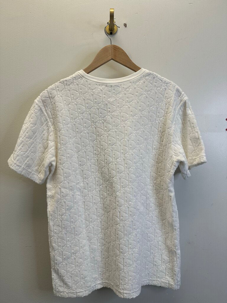Preowned Dior Monogram White Tee Size Small