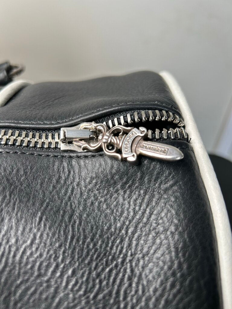 Preowned Chrome Heart Leather Triple Patch Duffle