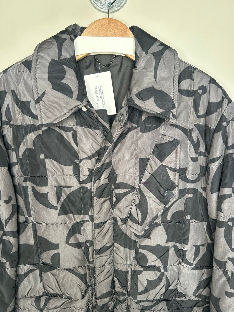 Preowned Louis Vuitton Monogram Grey Black Puff Jacket Size 48
