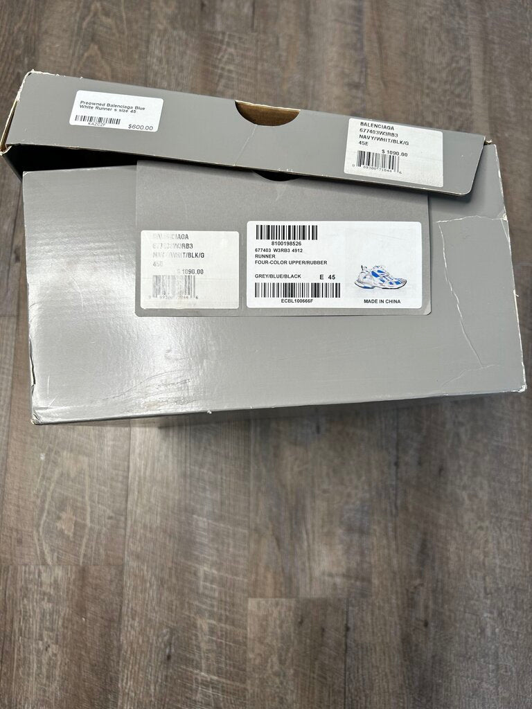 Preowned Balenciaga Blue White Runner s size 45