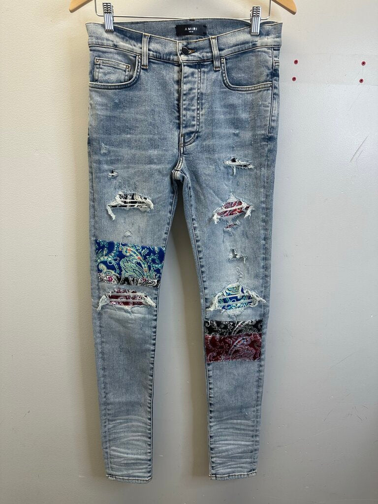 Preowned Amiri Paisley Patch Lightwash Denim size 31