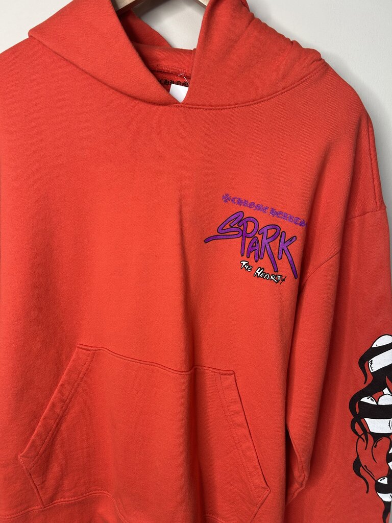Preowned Chrome Hearts Spark The Heart Orange Hoodie sz.M