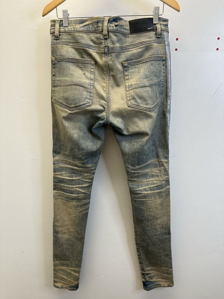 Preowned Amiri Silver Stripe Denim size 33