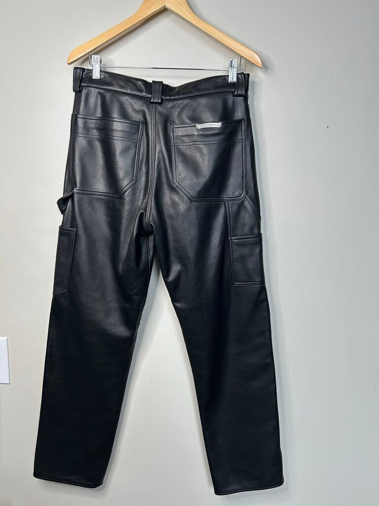 Preowned Chrome Hearts Fleur Leather Pants sz.30