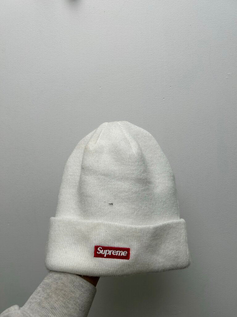 Preowned Supreme White S Multicolor Logo Beanie