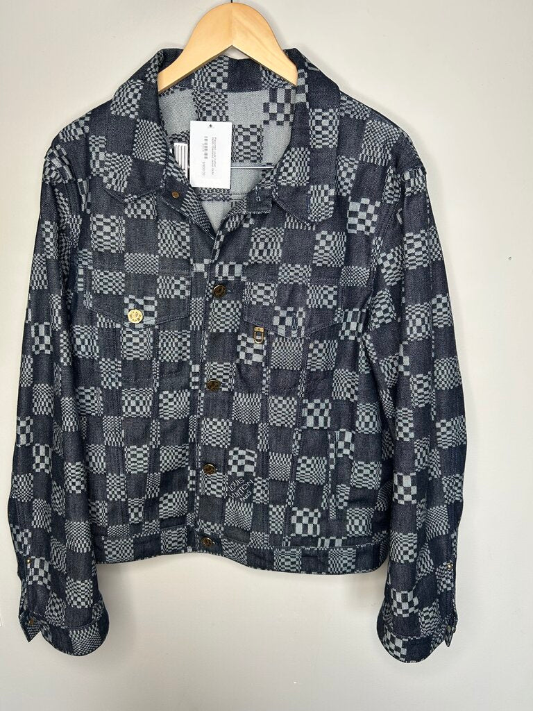 Preowned Louis Vuitton Denim Checkered Jacket Sz.54