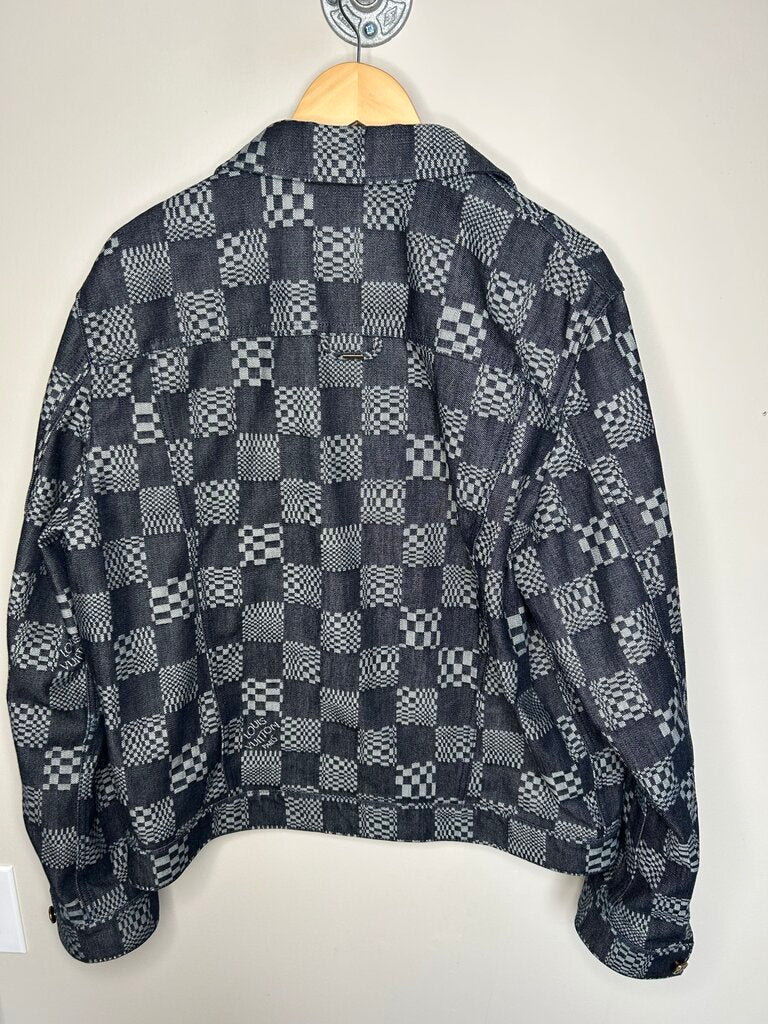 Preowned Louis Vuitton Denim Checkered Jacket Sz.54
