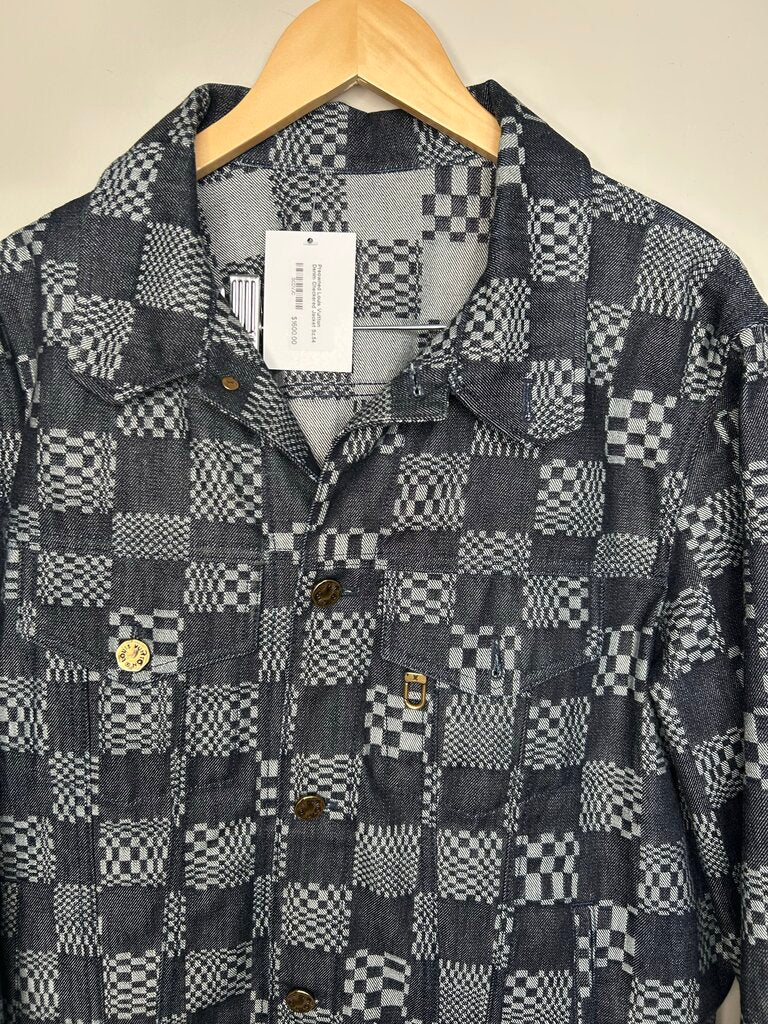 Preowned Louis Vuitton Denim Checkered Jacket Sz.54