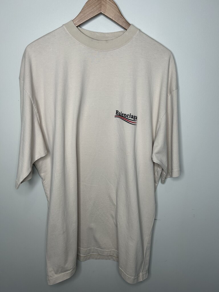 New Balenciaga Presidential Cream Logo Tee Size Medium