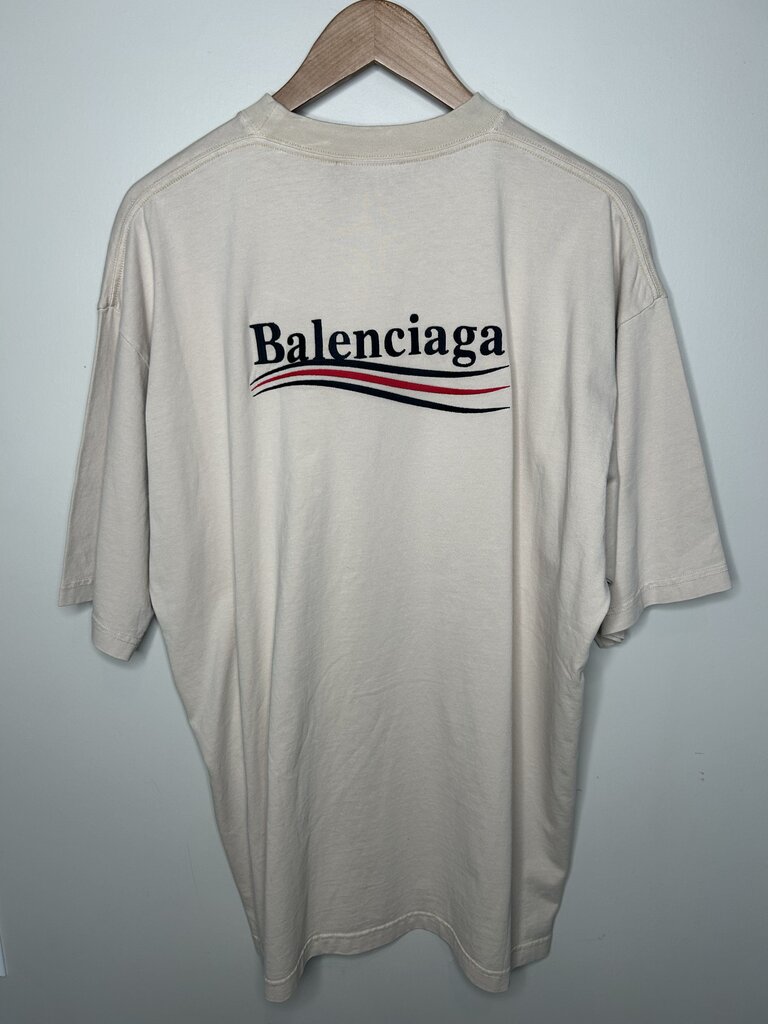 New Balenciaga Presidential Cream Logo Tee Size Medium