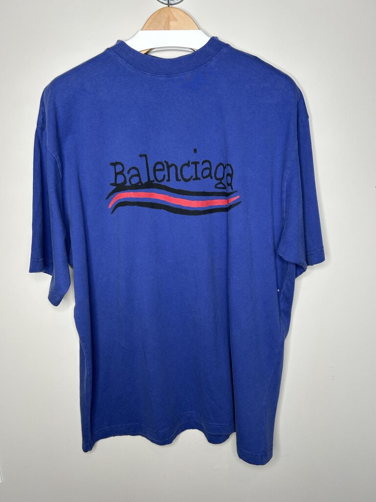 New Balenciaga Presidential Script Tee Blue Size Medium