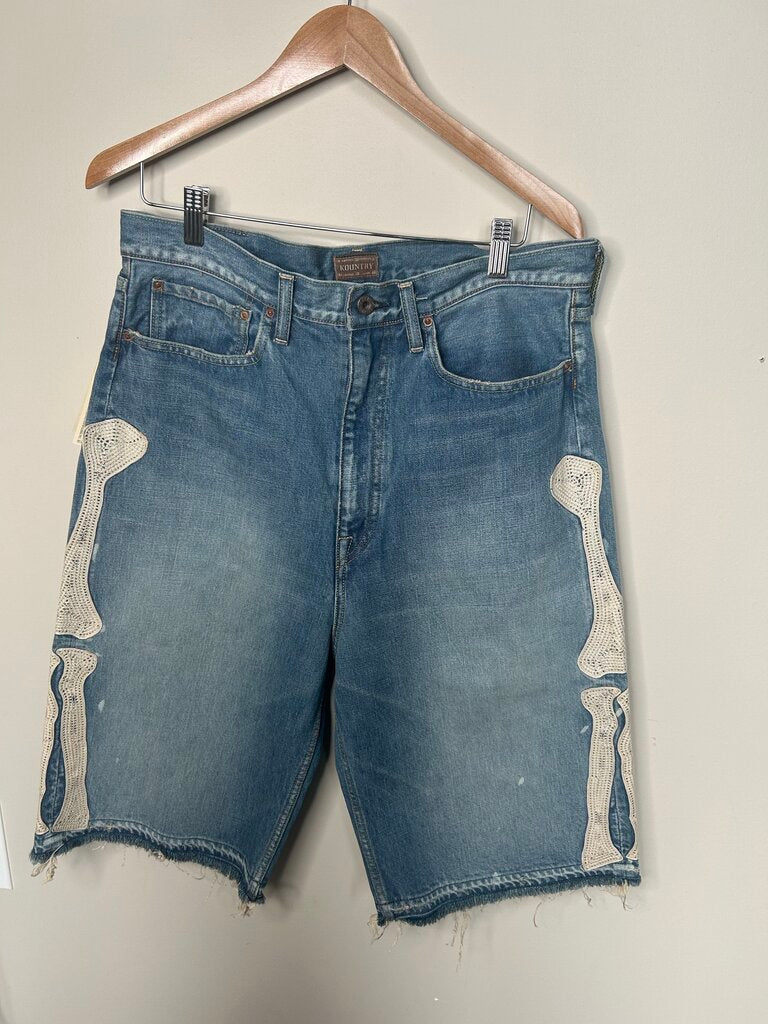 New Kapital Grey Bone Shorts Size 36
