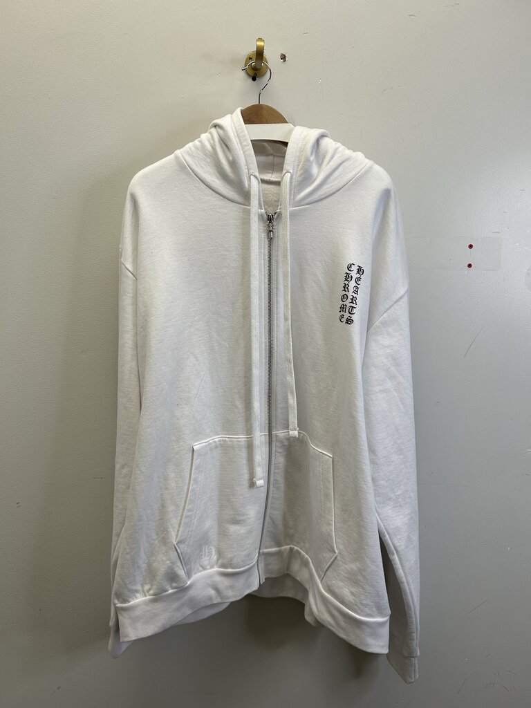 New Chrome Hearts White Vertical Logo Hoodie Size XXL