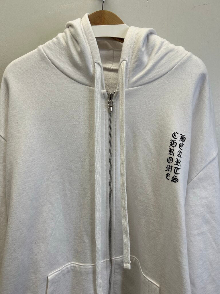 New Chrome Hearts White Vertical Logo Hoodie Size XXL