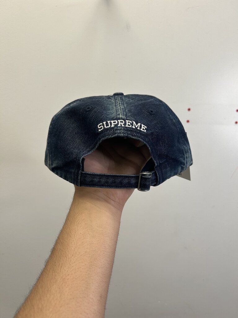 New Supreme Denim S Logo Cap Bleached Blue