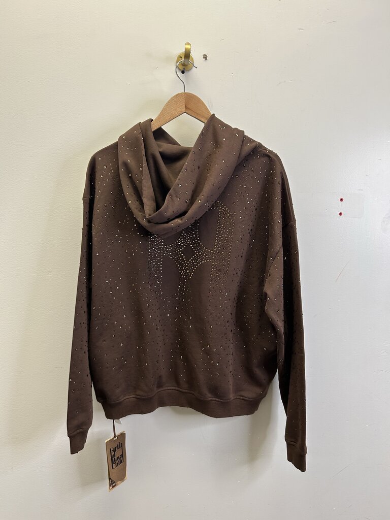 New BORC Brown Rhinestone Hoodie Size Small