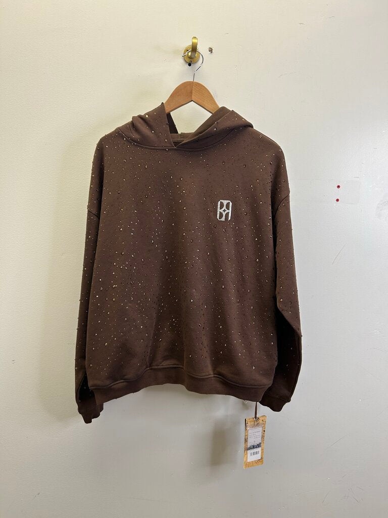 New BORC Brown Rhinestone Hoodie Size Small